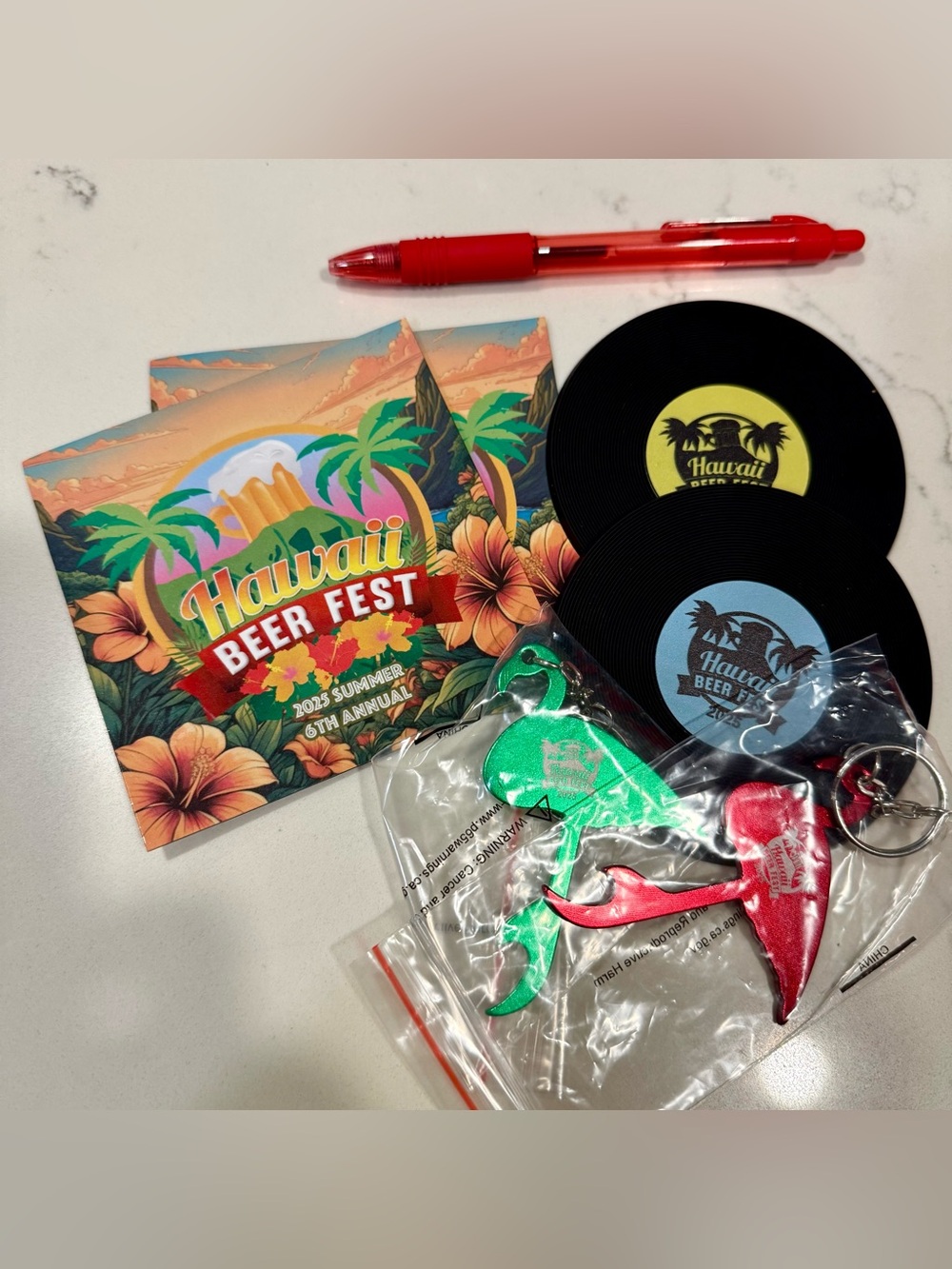 🌴Lot 6 Hawaii Beer Fest ROTARY CLUB HONOLULU new swag magnet coaster opener 2025